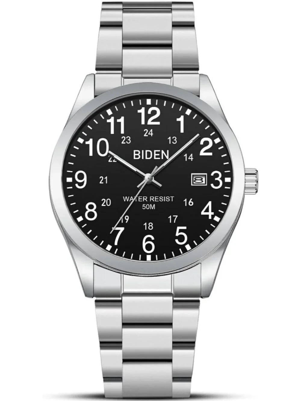Men's Black Silver Analog Stainless Steel Professionals Waterproof Nurse Watch